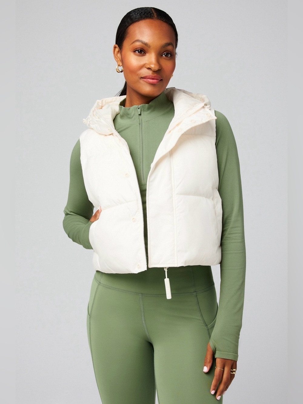 Fabletics Essential Cropped Hooded Puffer Vest